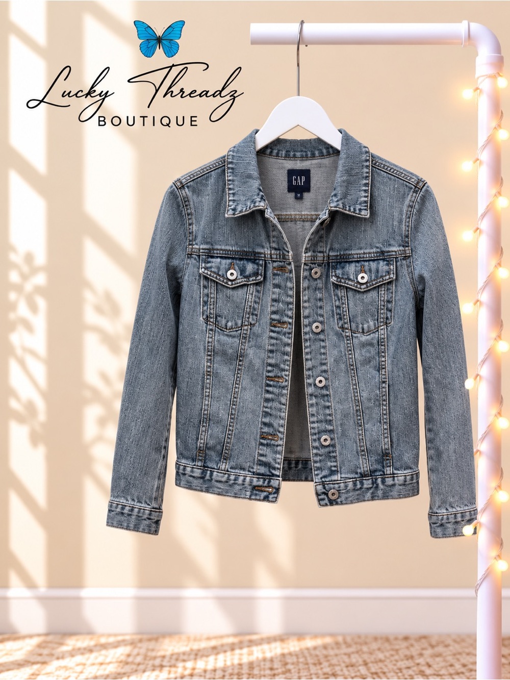 GAP Stretch Denim Trucker Jacket Medium Wash M Classic Layering